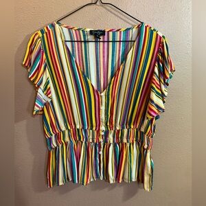 Jessica Simpson Multicolor Serape Striped Blouse XL